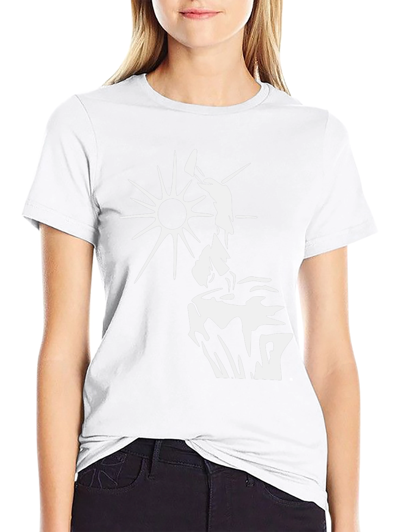 Black T-Shirt with White Sun Climber Graphic