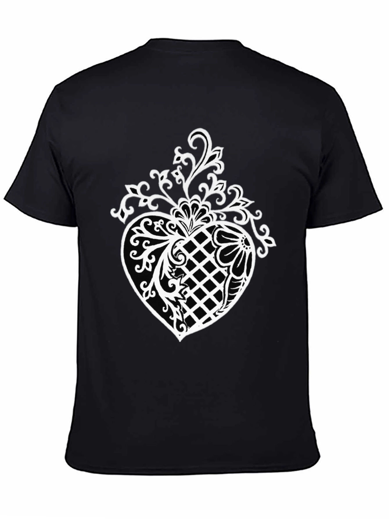 Stylish Black T-Shirt with Pineapple Floral Design