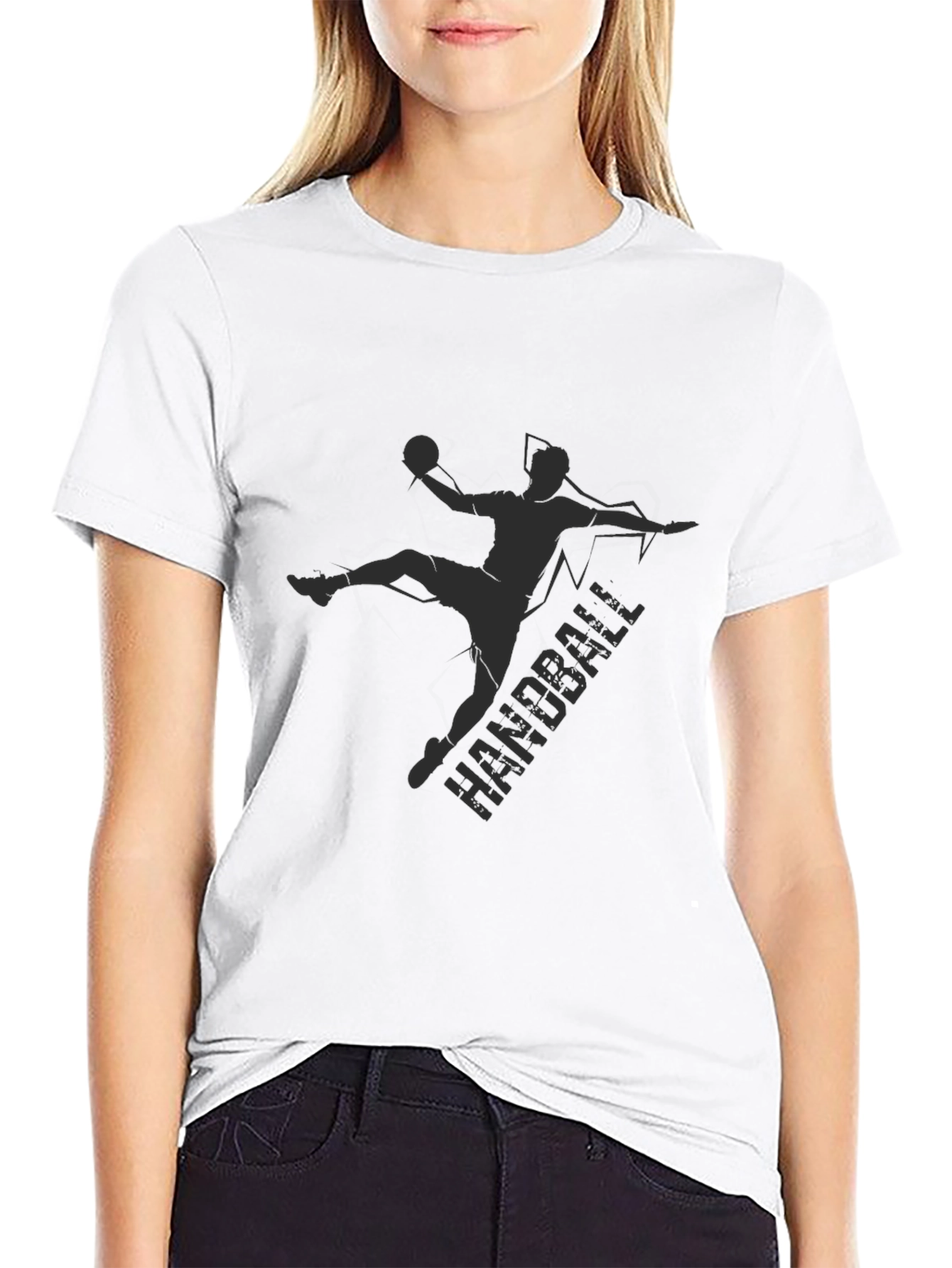 Handball Player Graphic Tee - Black Cotton T-Shirt