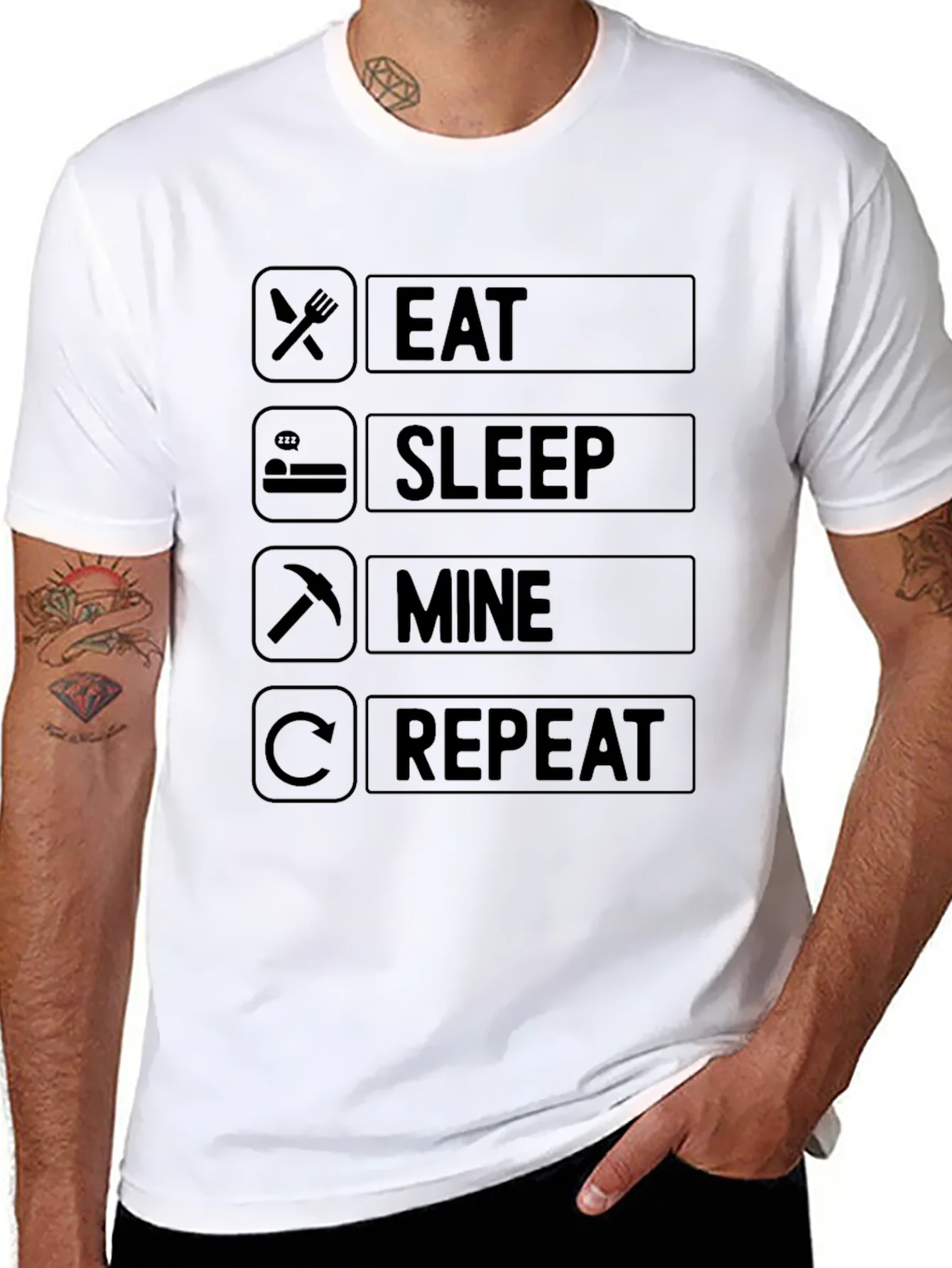 Eat Sleep Mine Repeat T-Shirt - Gamer Edition