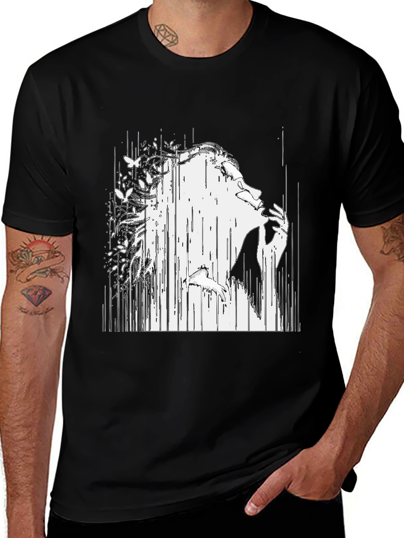 Abstract Woman Black T-Shirt