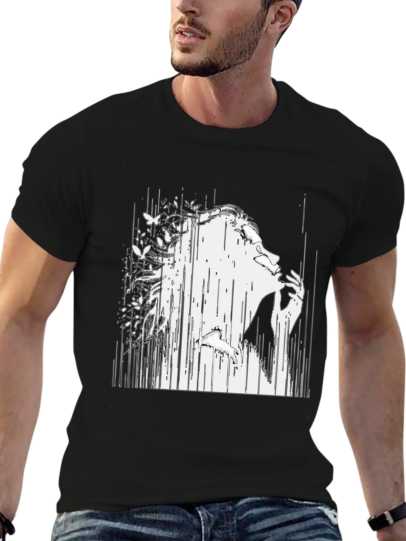 Abstract Woman Black T-Shirt