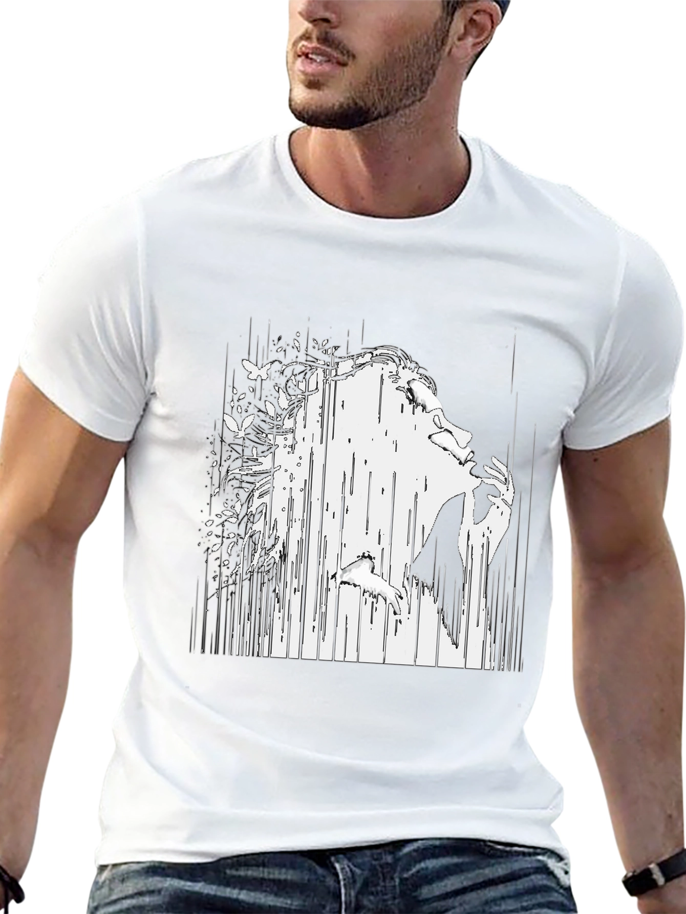 Abstract Woman Black T-Shirt