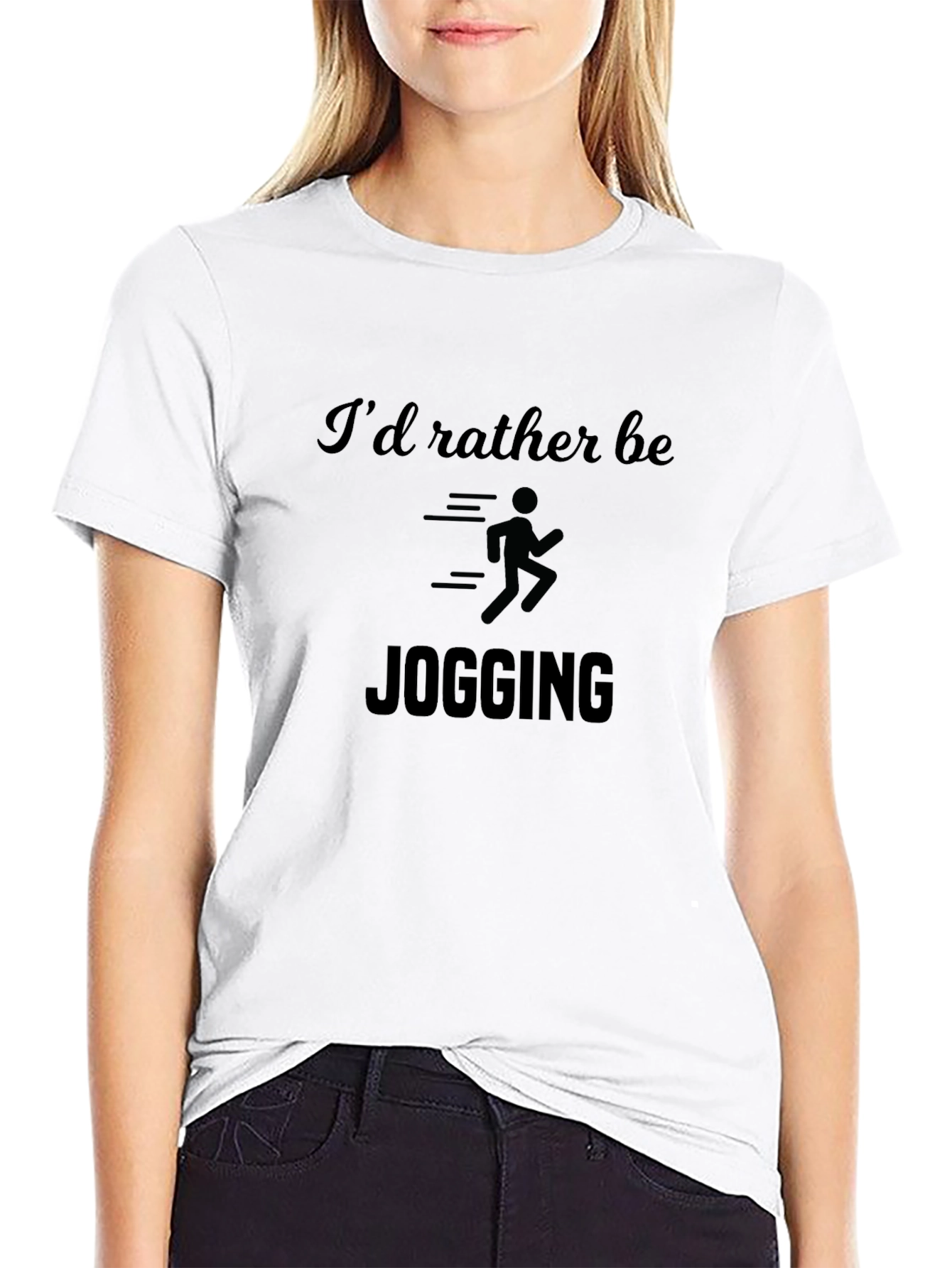 Id Rather Be Jogging Black T-Shirt