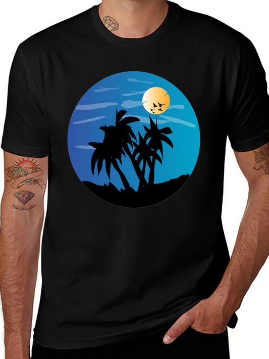 Tropical Palm Tree Sunset Graphic Tee