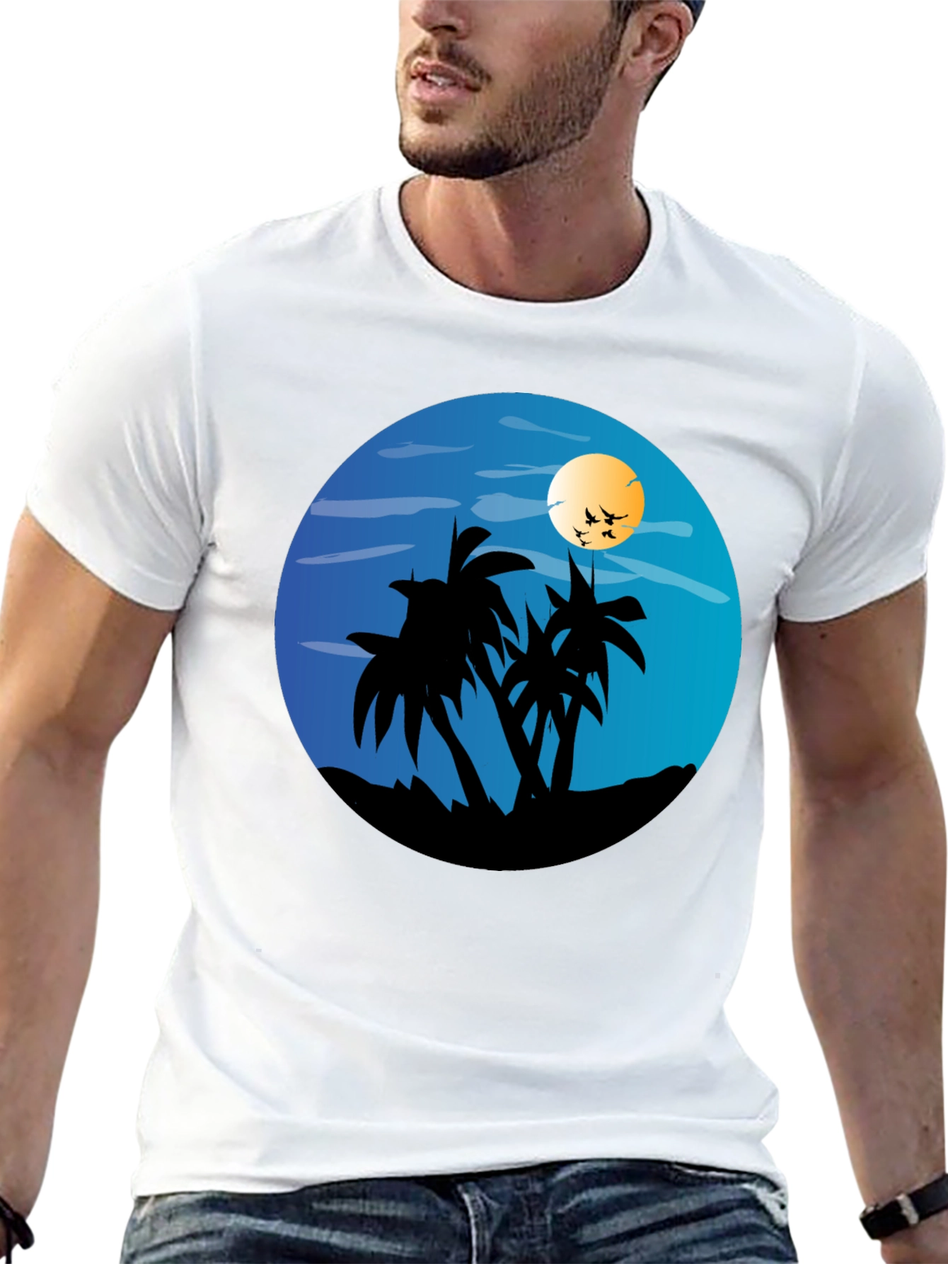 Tropical Palm Tree Sunset Graphic Tee