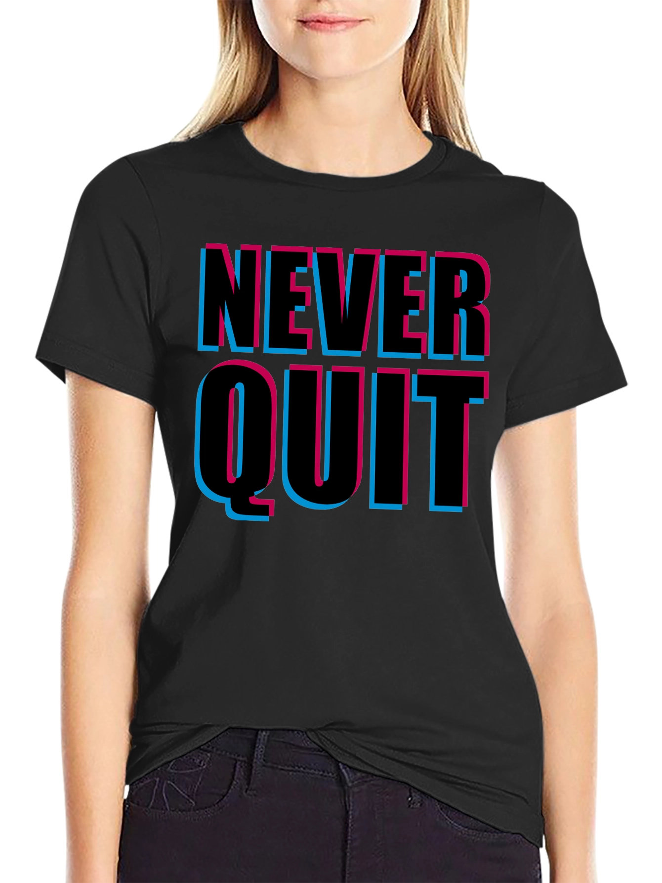 Never Quit Graphic Print T-Shirt