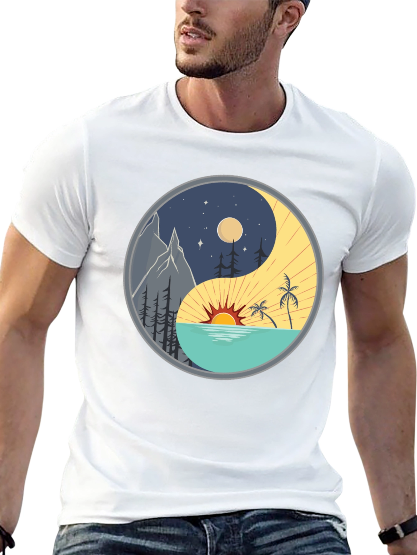 Yin Yang Nature T-Shirt - Day Night Balance