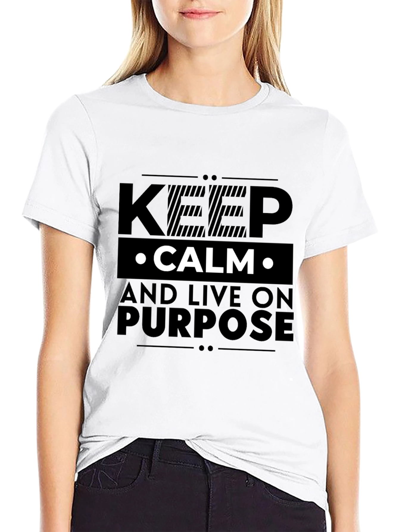 Keep Calm and Live On Purpose Black T-Shirt