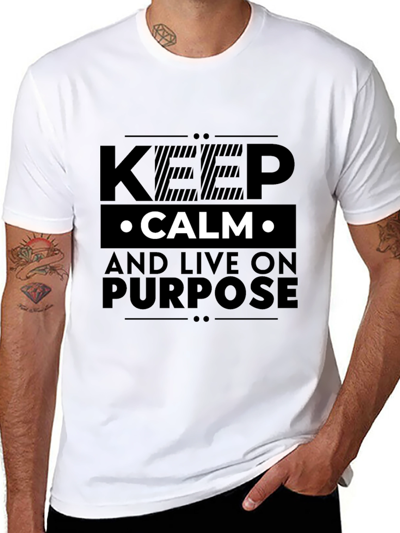 Keep Calm and Live On Purpose Black T-Shirt