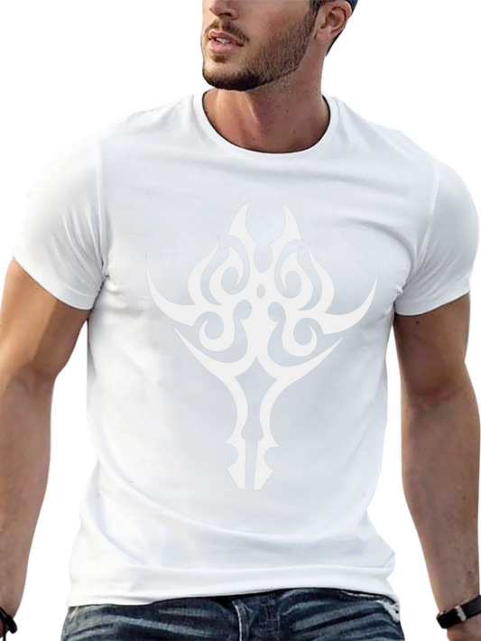Tribal Graphic Tee - Bold White Design on Black