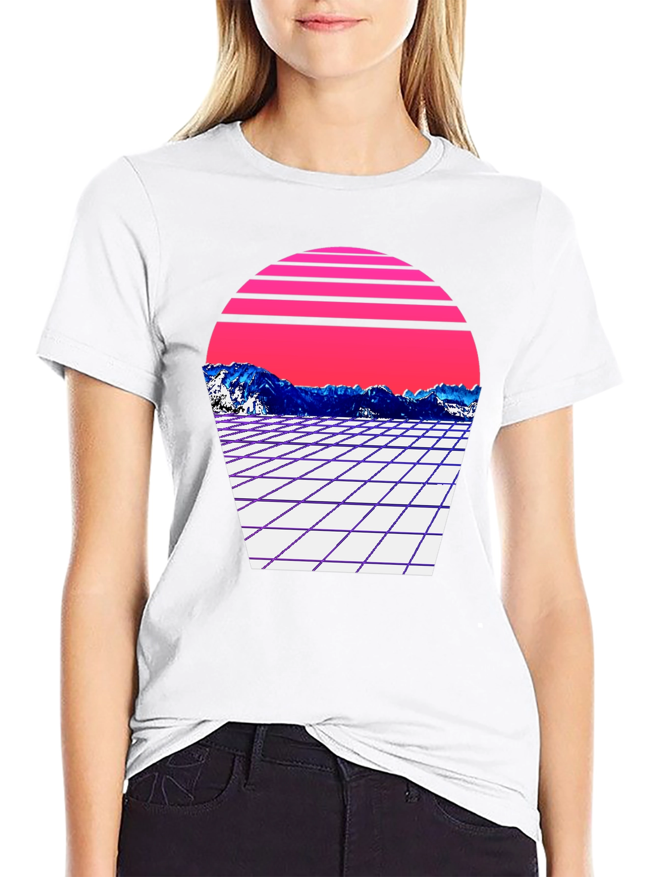 Retro Wave Mountain T-Shirt - Black