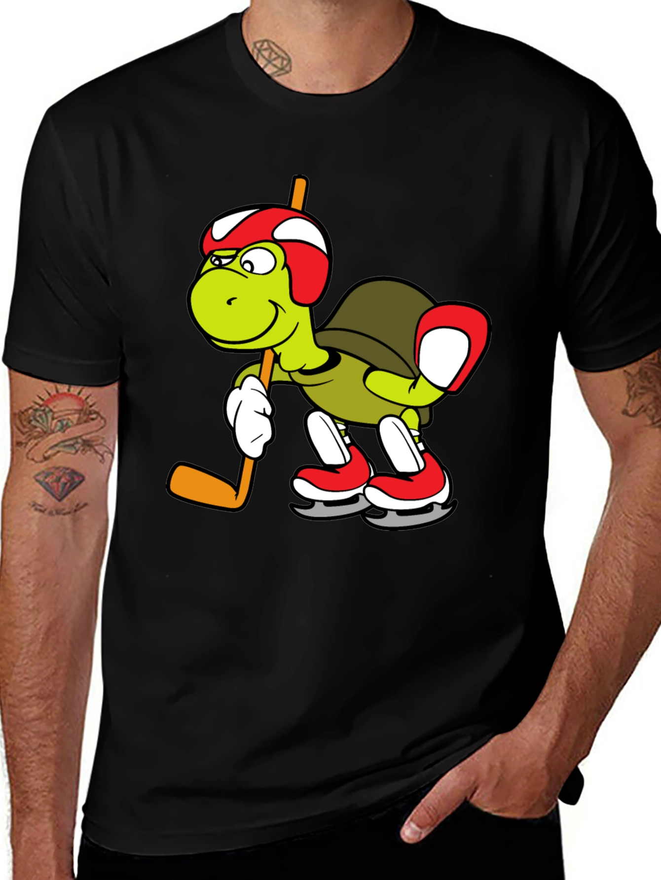 Turtle Hockey Player Graphic Tee