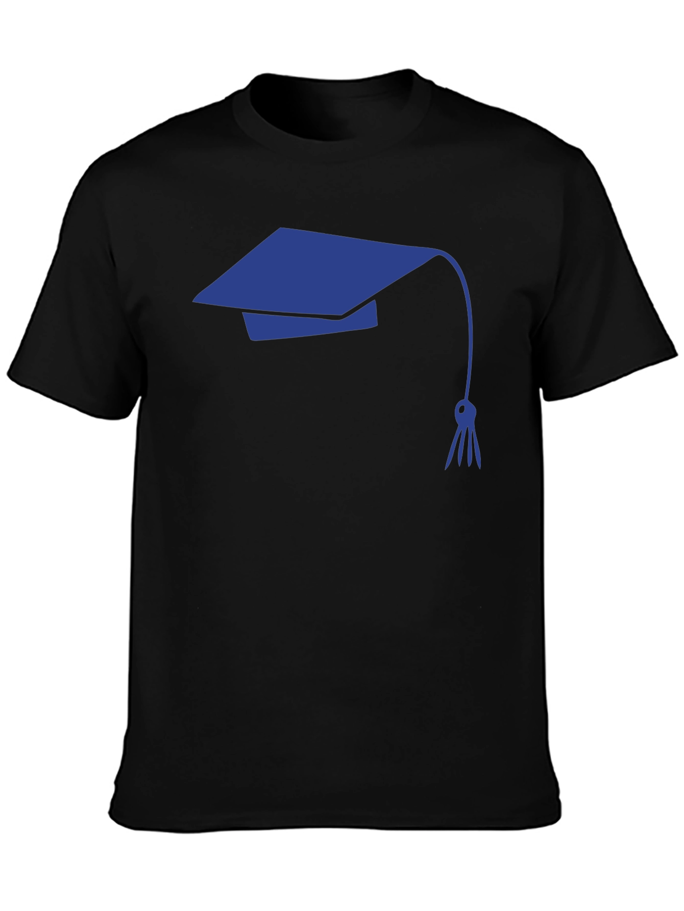 Graduation Cap Graphic Tee - Black Cotton T-Shirt