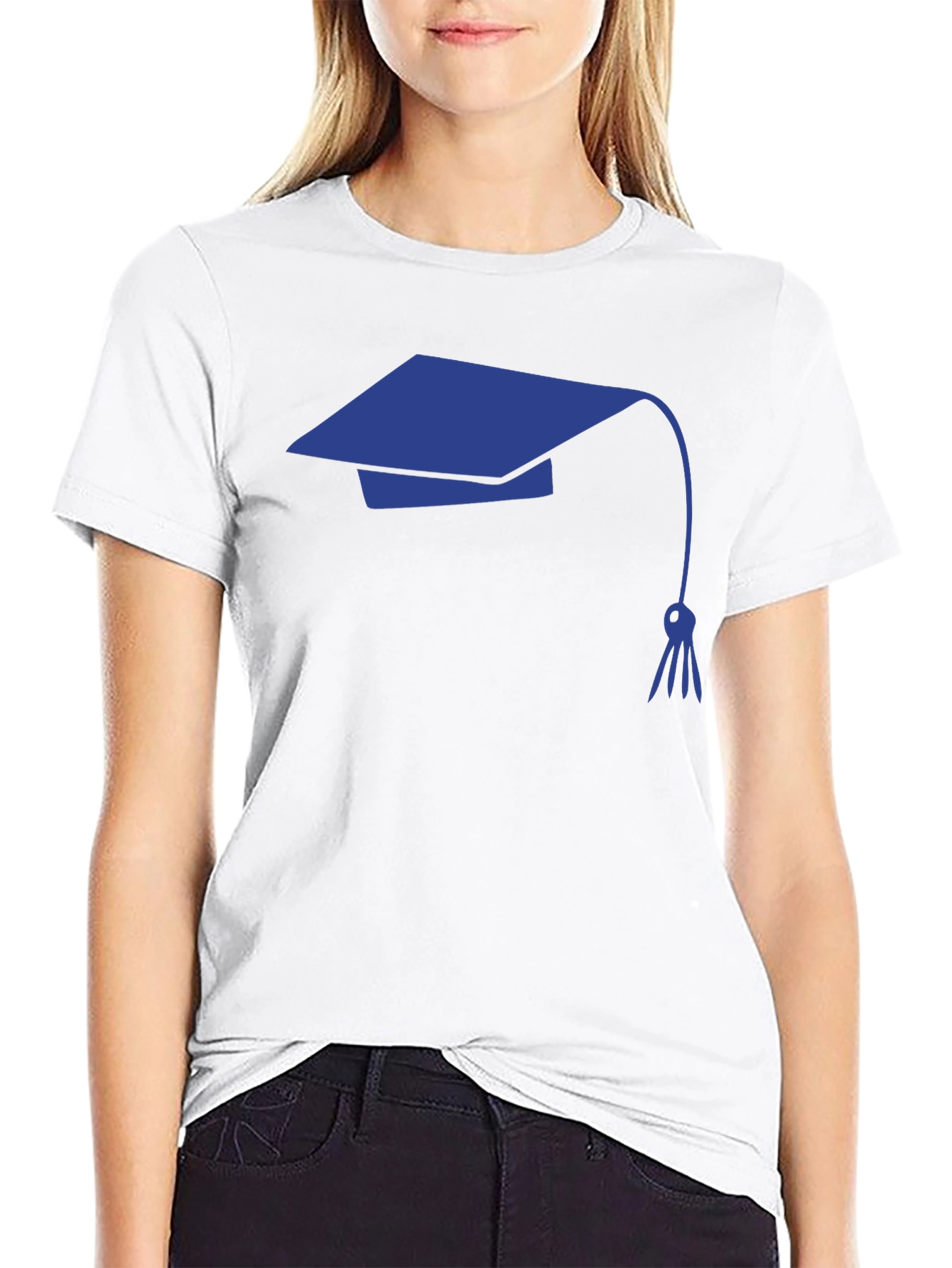 Graduation Cap Graphic Tee - Black Cotton T-Shirt