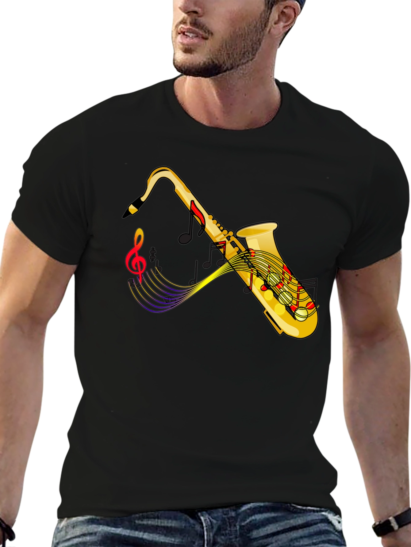 Saxophone Music Graphic Black T-Shirt