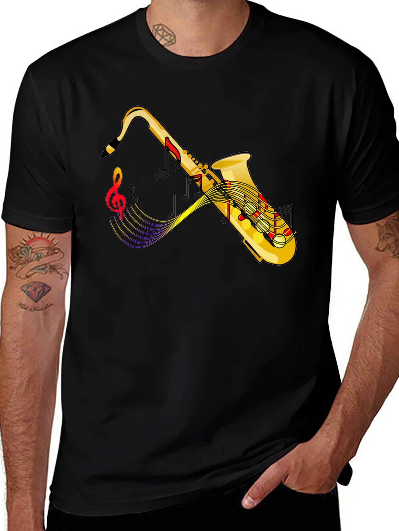 Saxophone Music Graphic Black T-Shirt