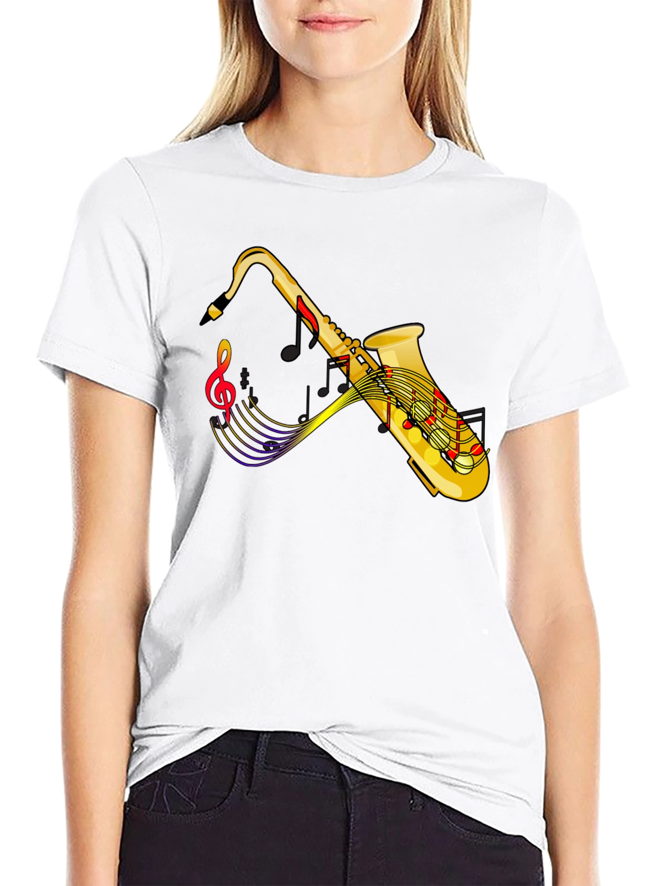 Saxophone Music Graphic Black T-Shirt