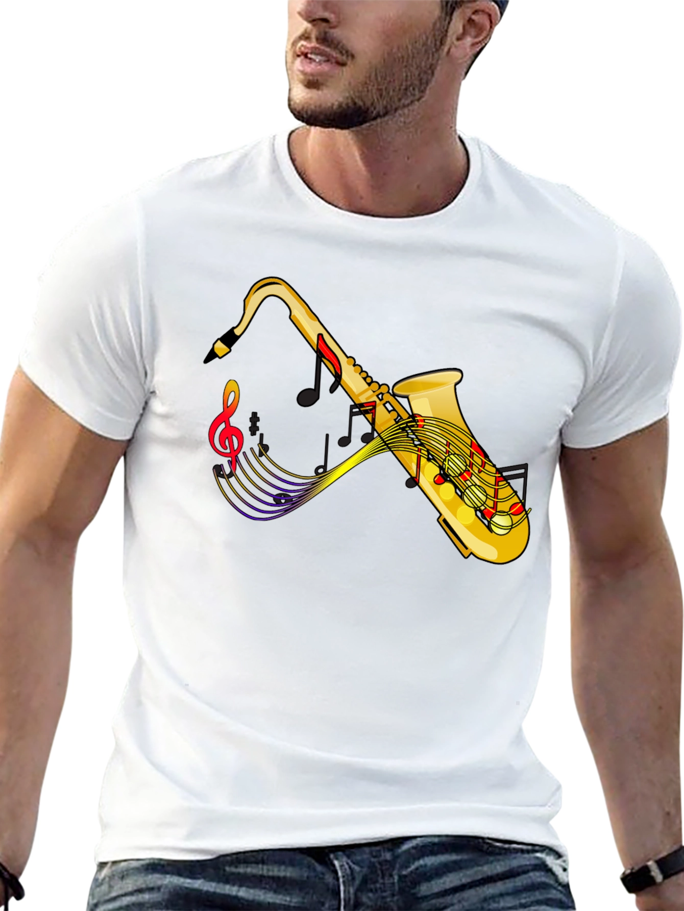 Saxophone Music Graphic Black T-Shirt
