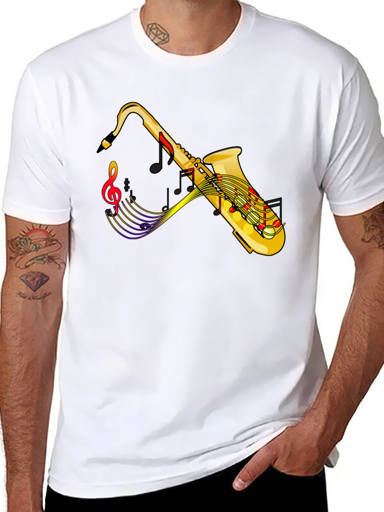 Saxophone Music Graphic Black T-Shirt