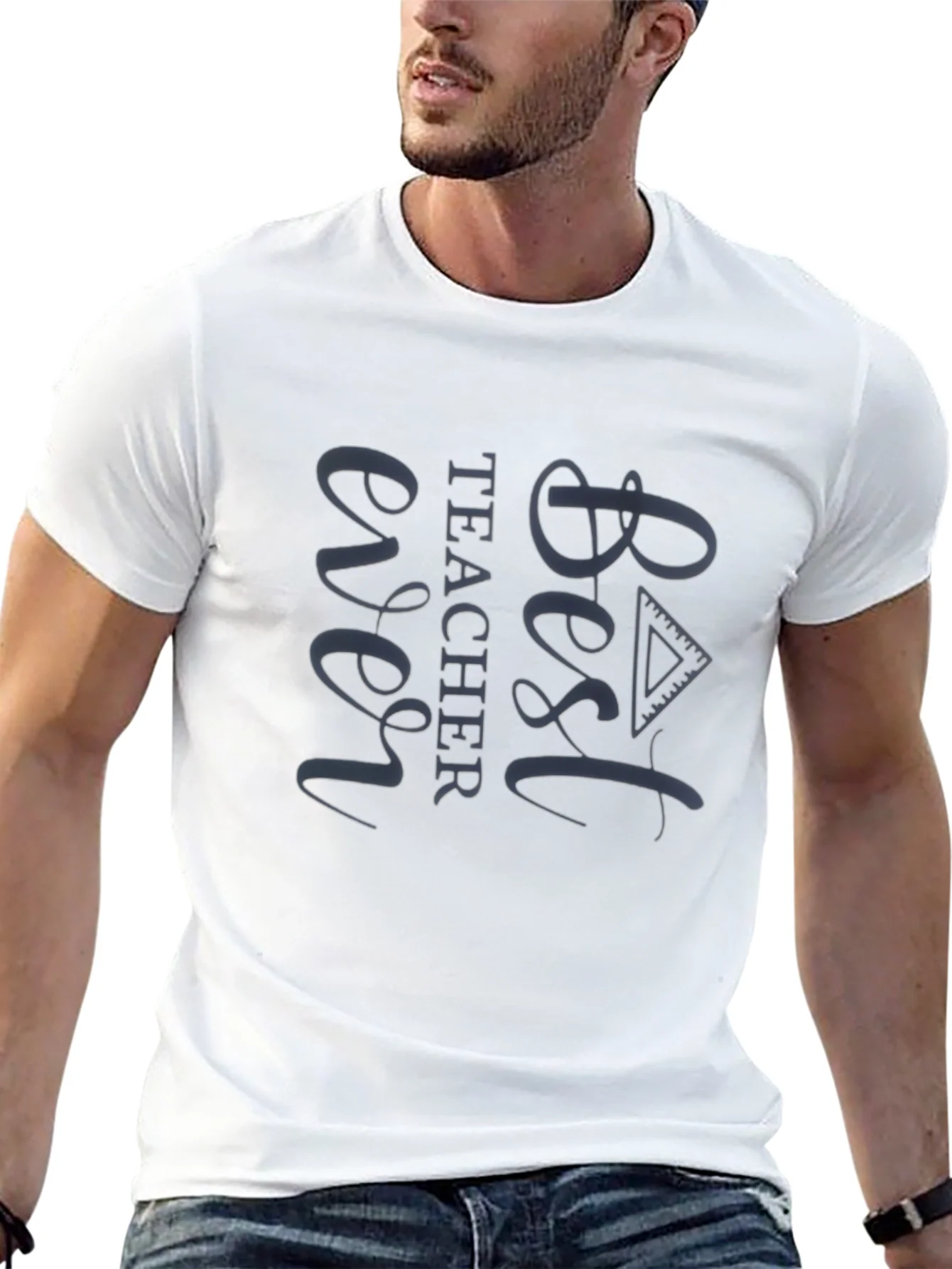 Best Teacher Ever Graphic Tee - Black Casual T-Shirt