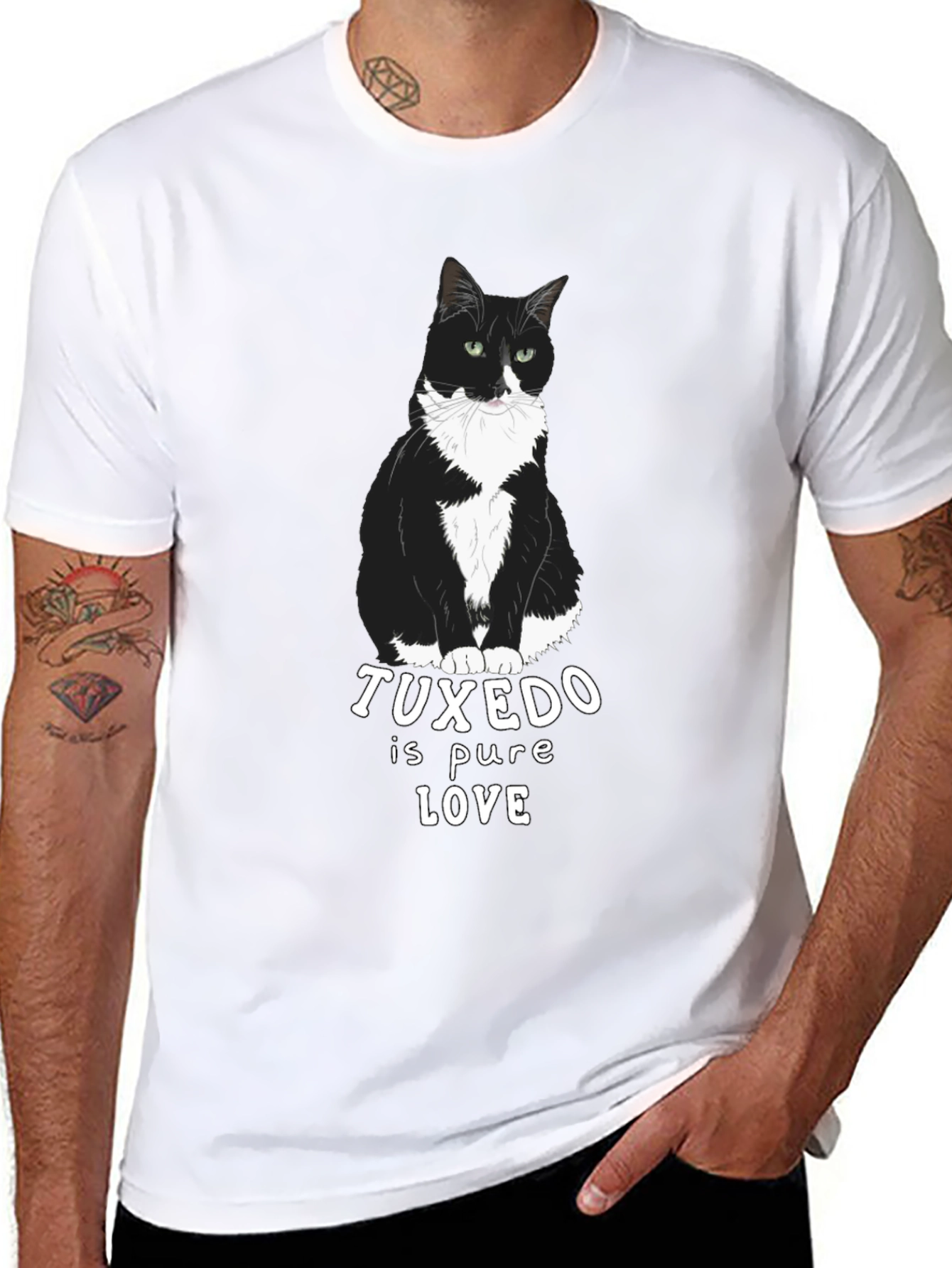 Tuxedo Cat Pure Love Graphic T-Shirt