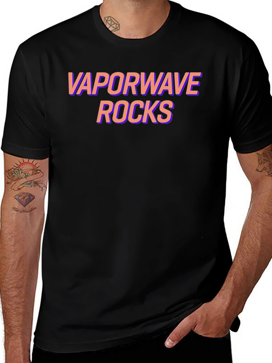 Vaporwave Rocks Graphic Tee - Black Short Sleeve Shirt