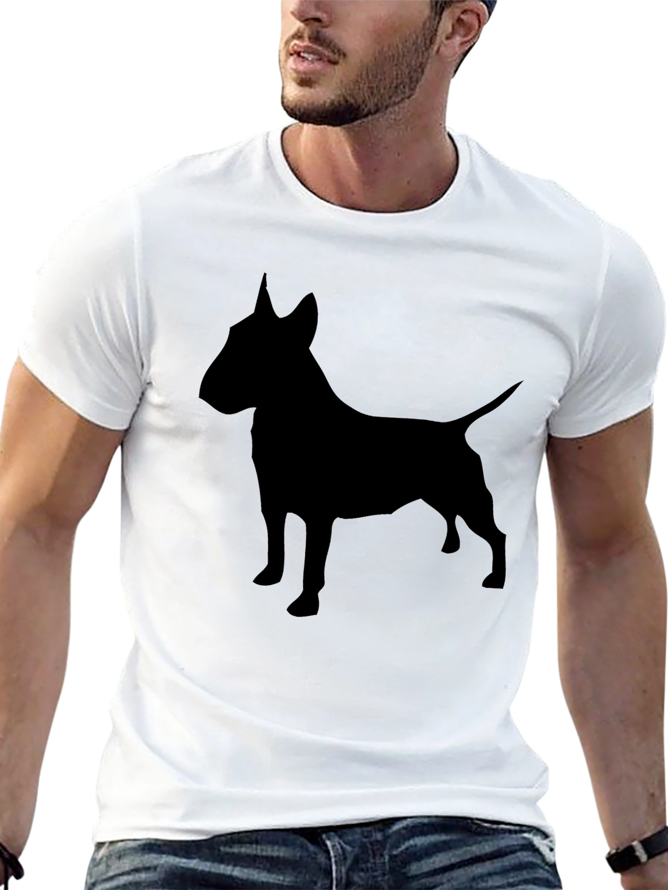 Black Bull Terrier Silhouette Graphic T-Shirt