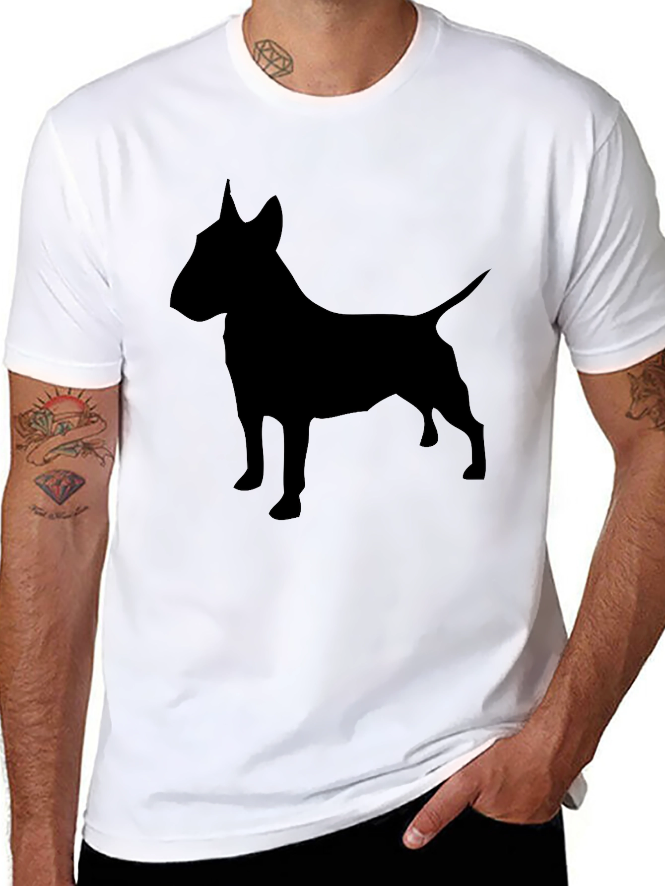 Black Bull Terrier Silhouette Graphic T-Shirt