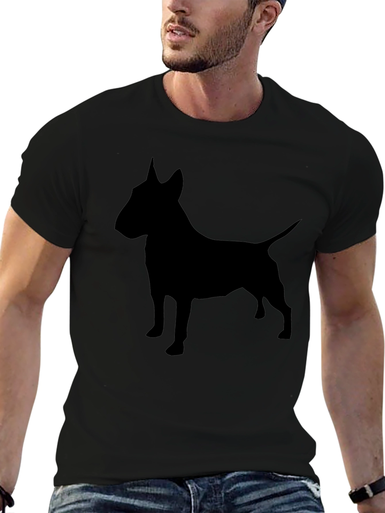 Black Bull Terrier Silhouette Graphic T-Shirt