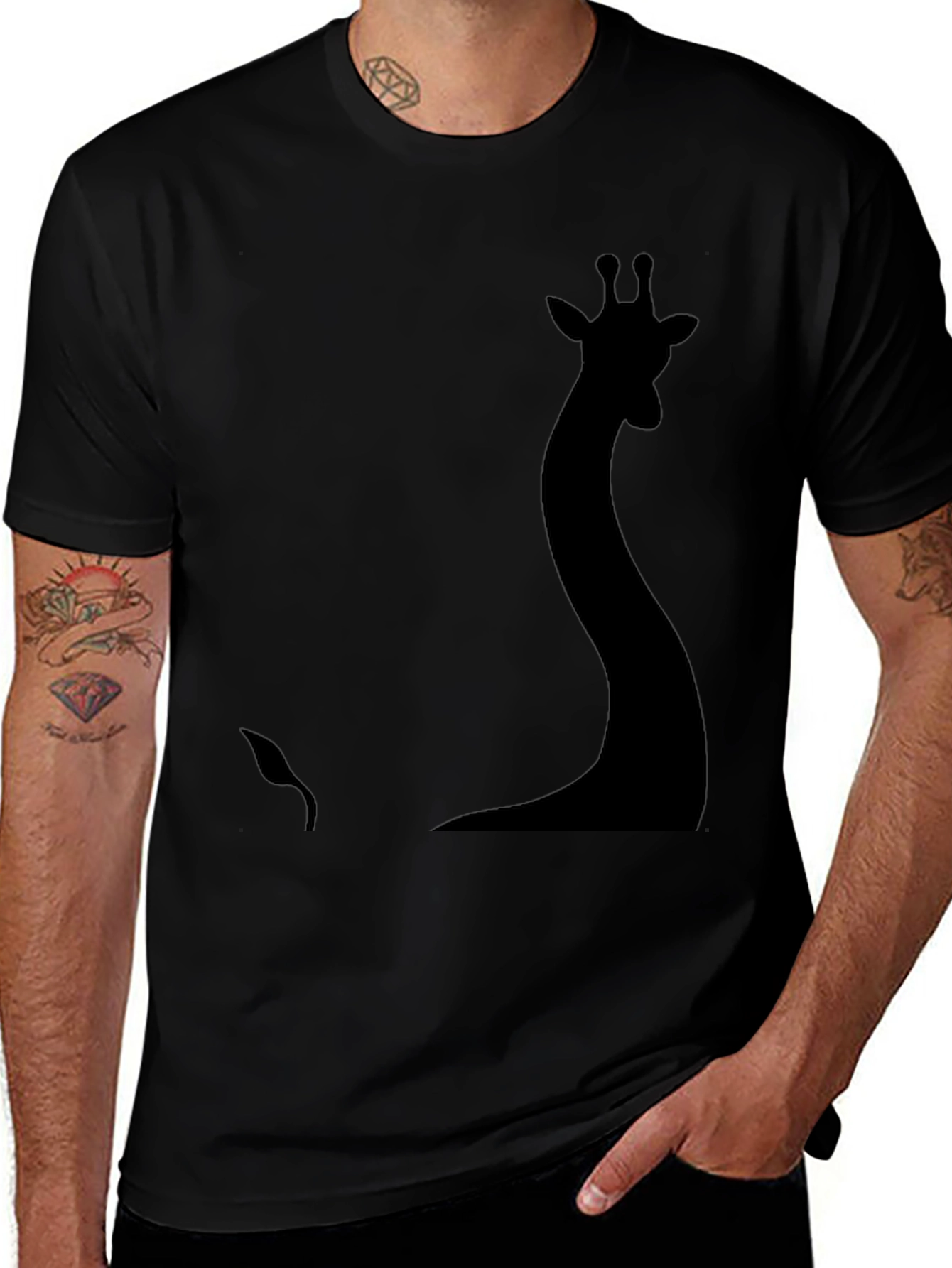 Silhouette Giraffe Graphic Tee - Black