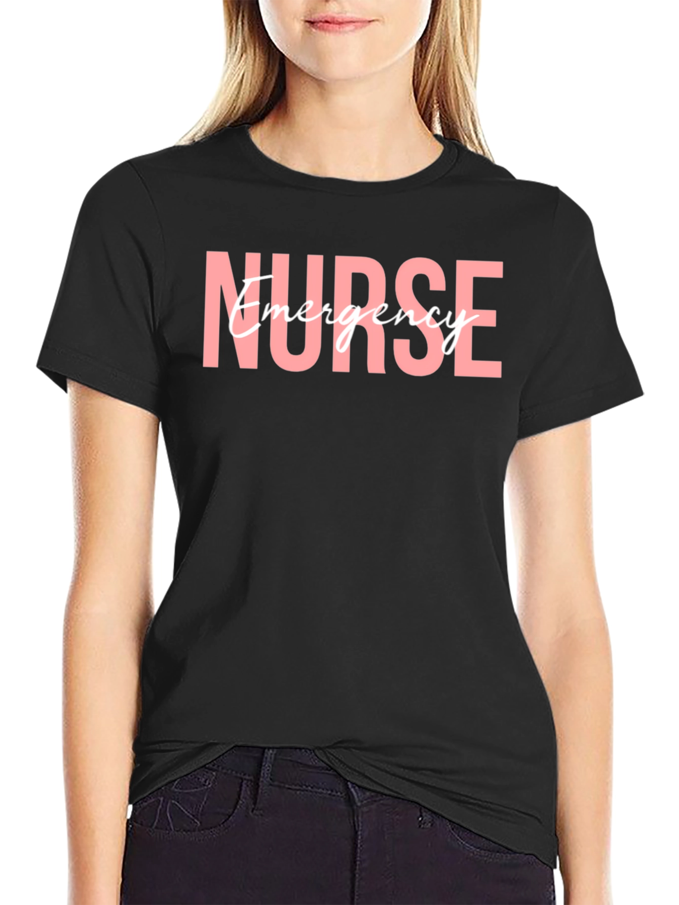 Emergency Nurse Pink Graphic T-Shirt