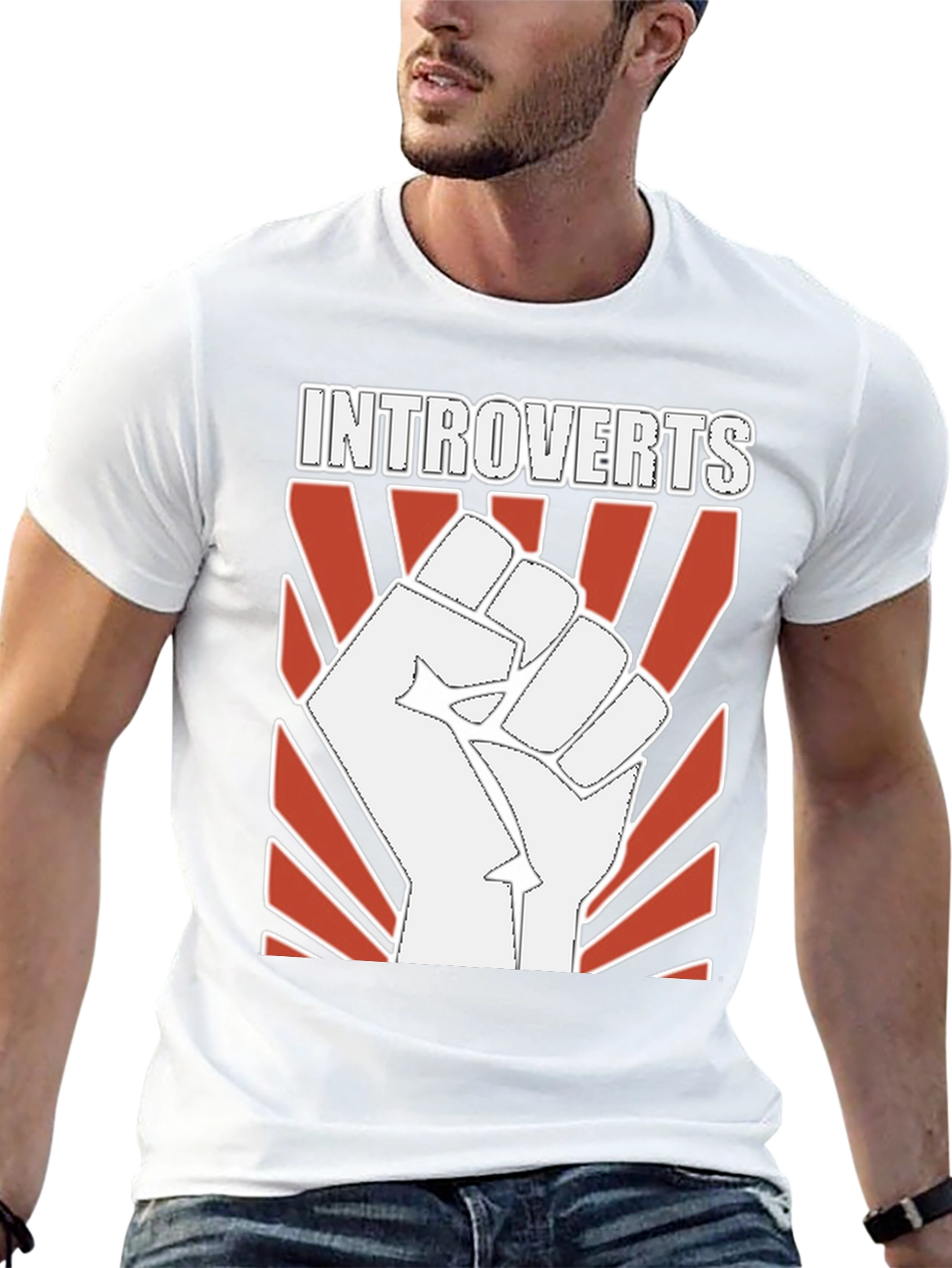 Introverts Fist Graphic Tee - Black Cotton T-Shirt