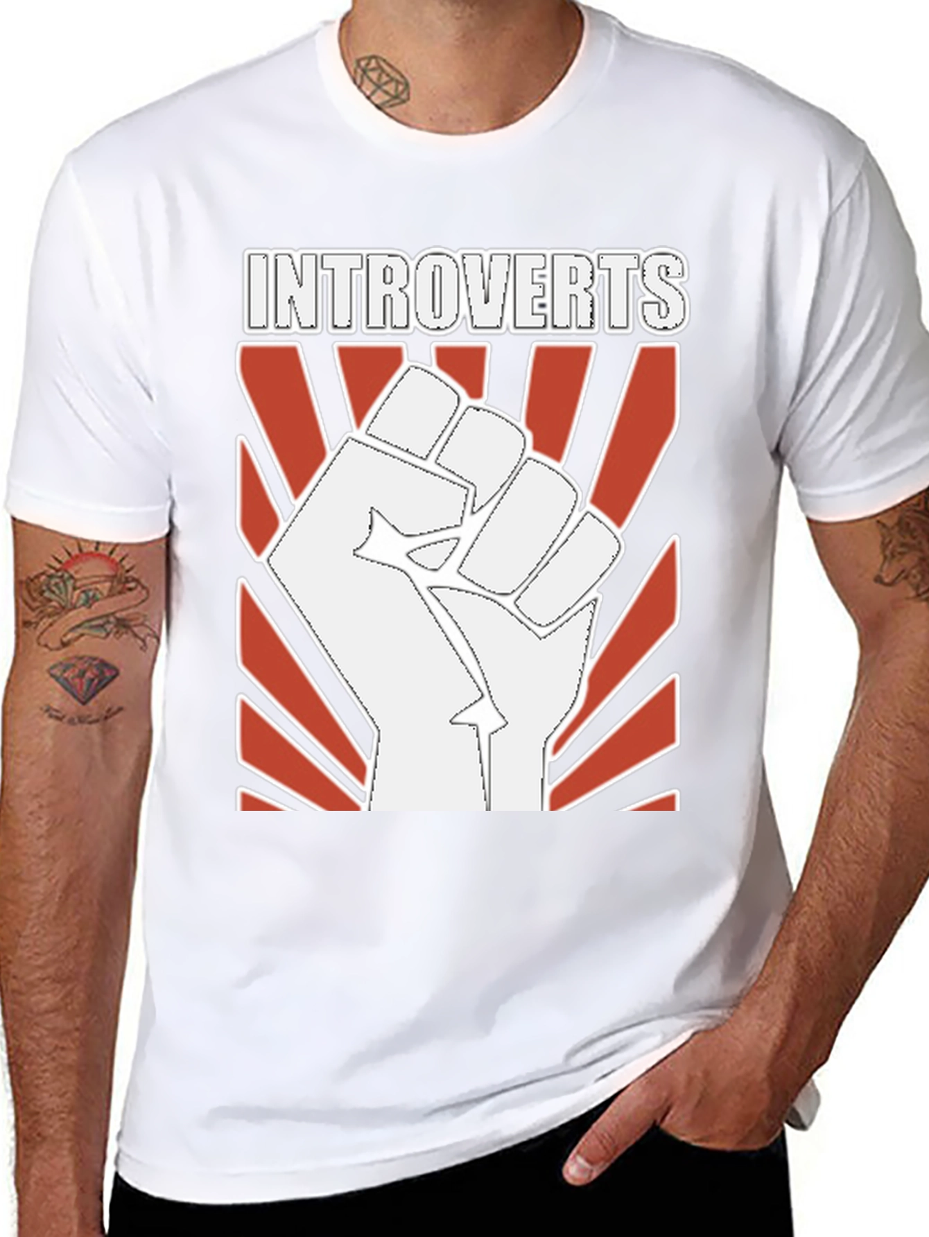 Introverts Fist Graphic Tee - Black Cotton T-Shirt