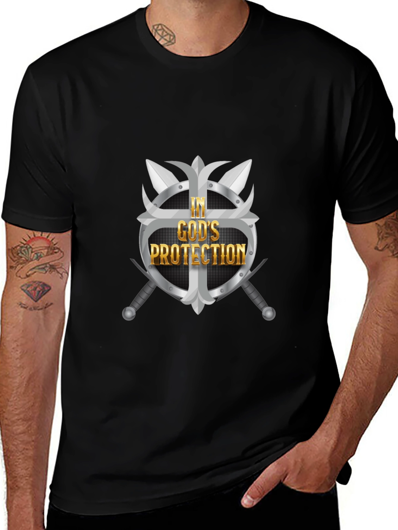 In Gods Protection Graphic Tee - Black