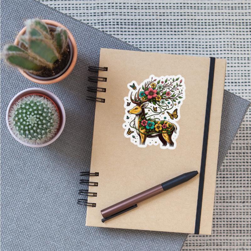 Nature's Majestic Deer With Floral Antlers and