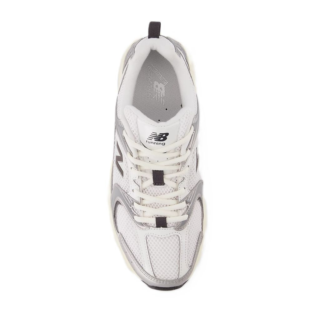 New Balance 530 in Silver Metallic with Black Cement