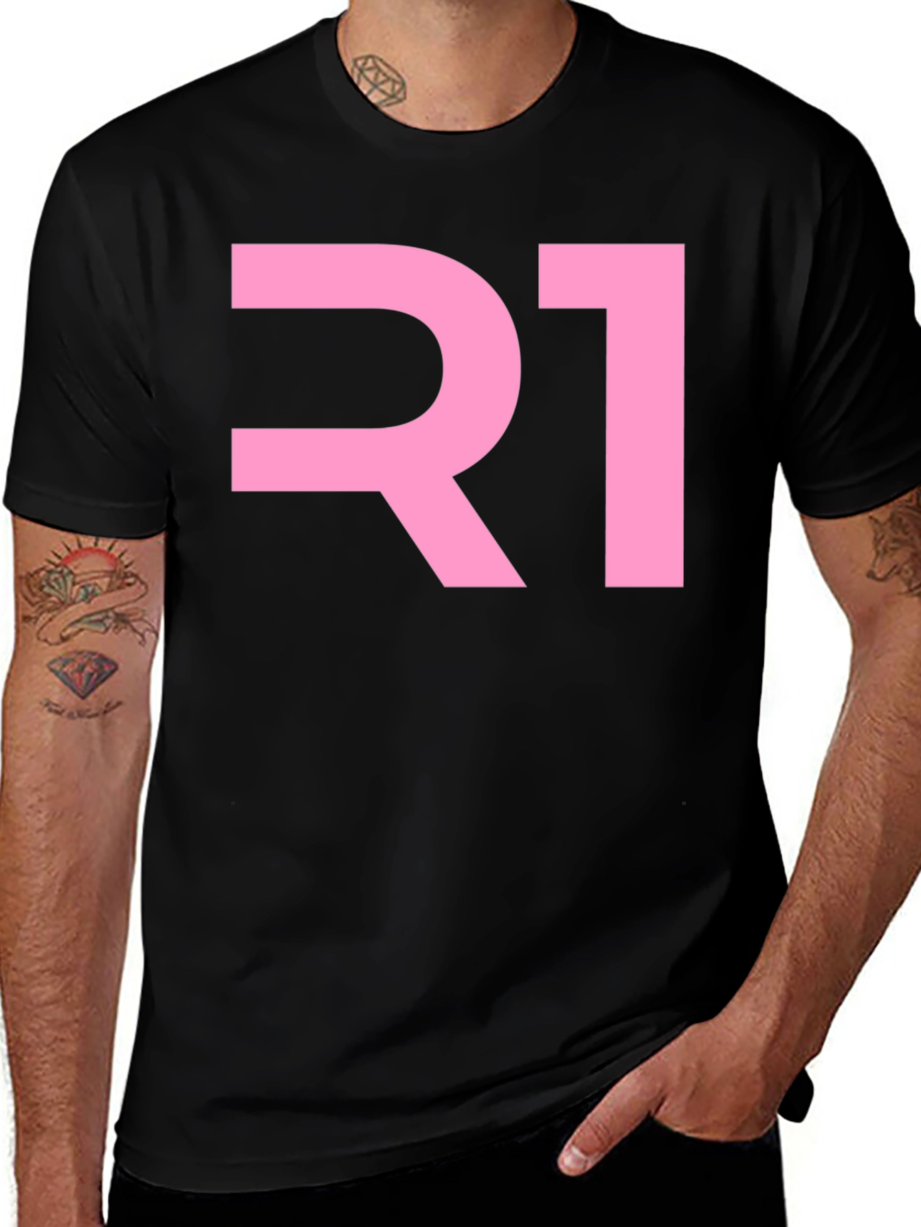 Pink R1 Graphic Tee - Mens Black T-Shirt