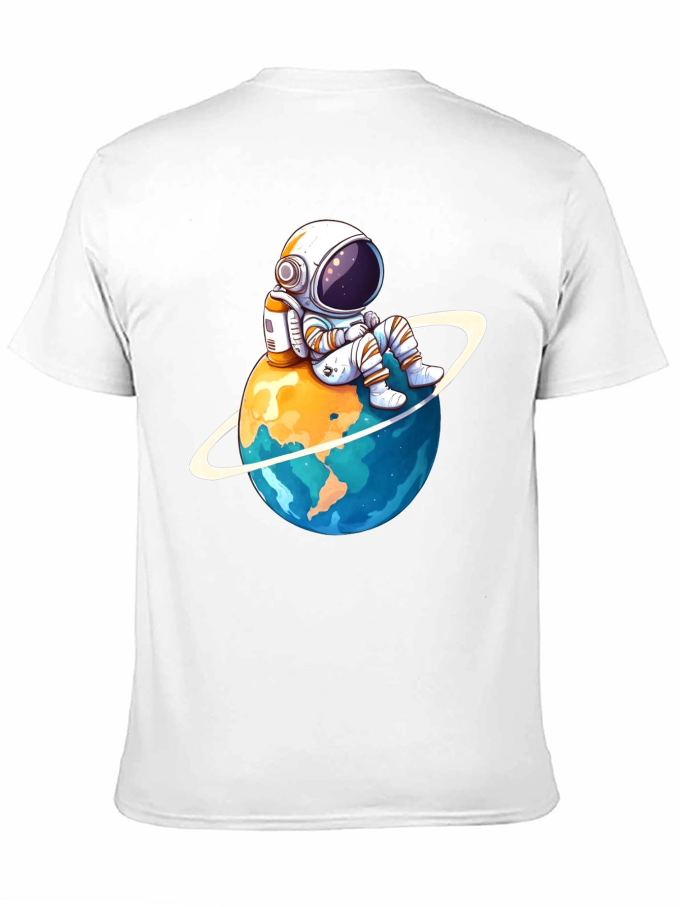 Astronaut on Planet T-Shirt - Black Cotton Graphic Tee