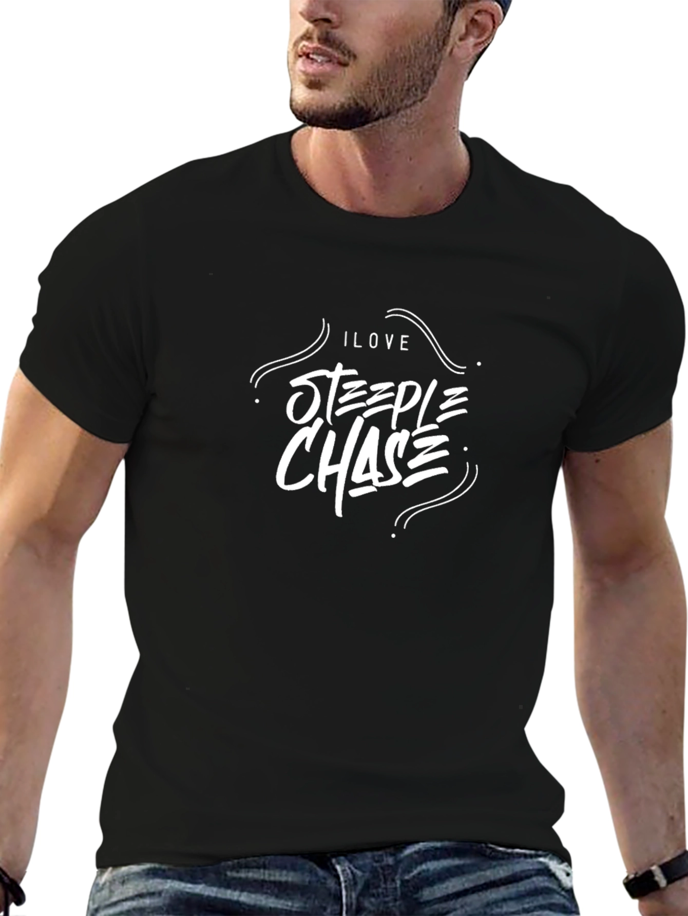 I Love Steeple Chase Black Graphic T-Shirt