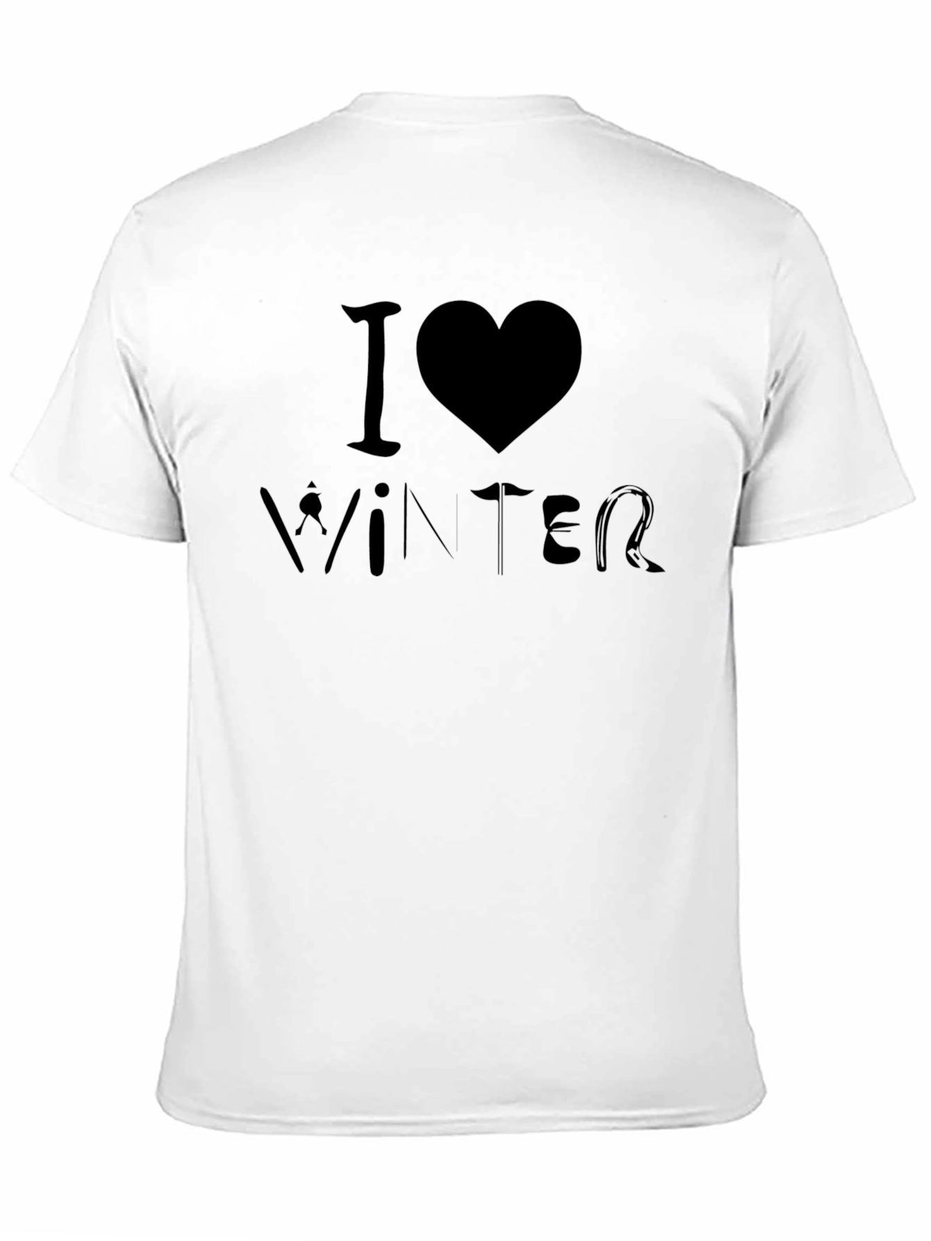 I Love Winter Black Graphic Tee Shirt