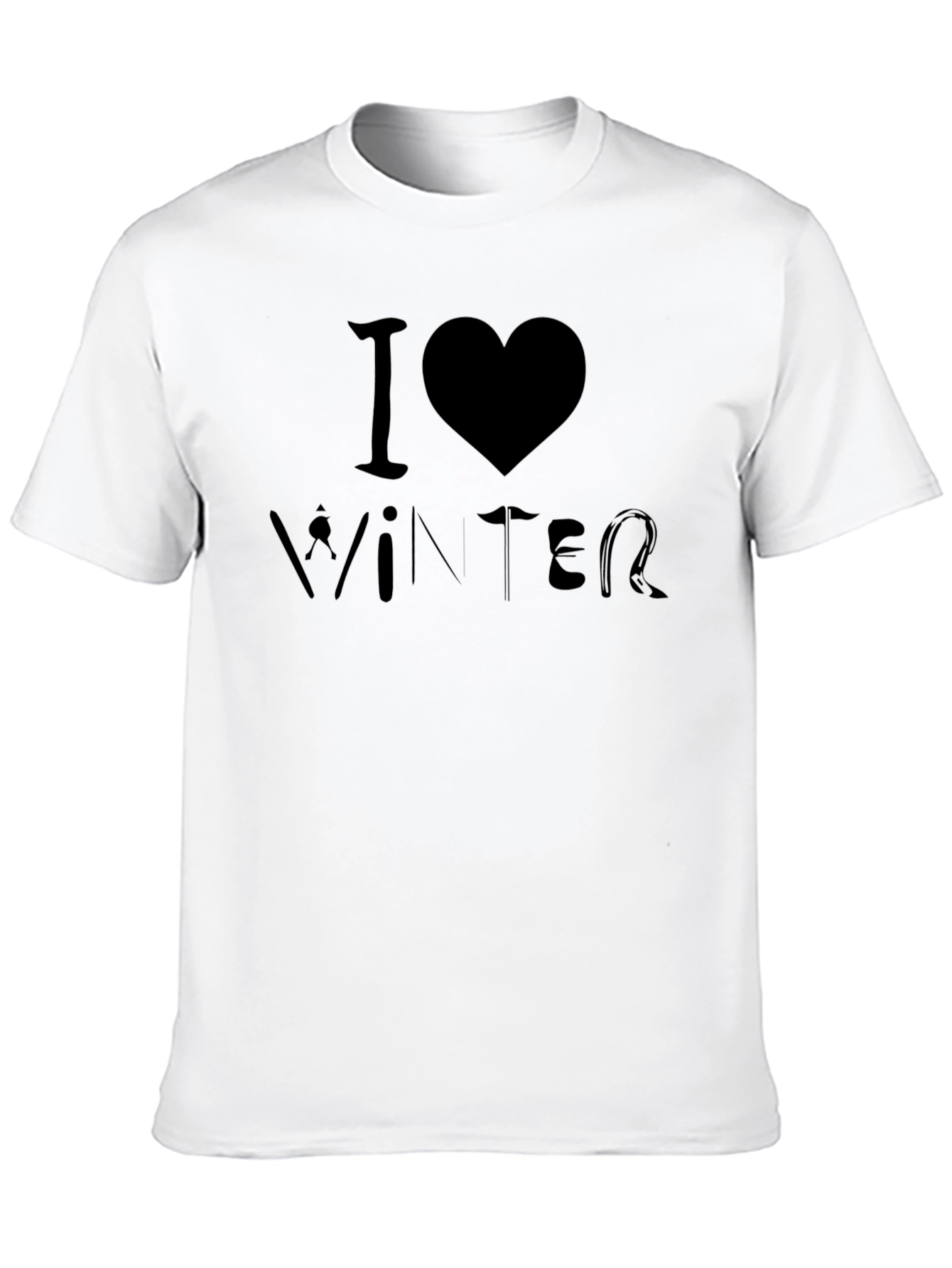 I Love Winter Black Graphic Tee Shirt