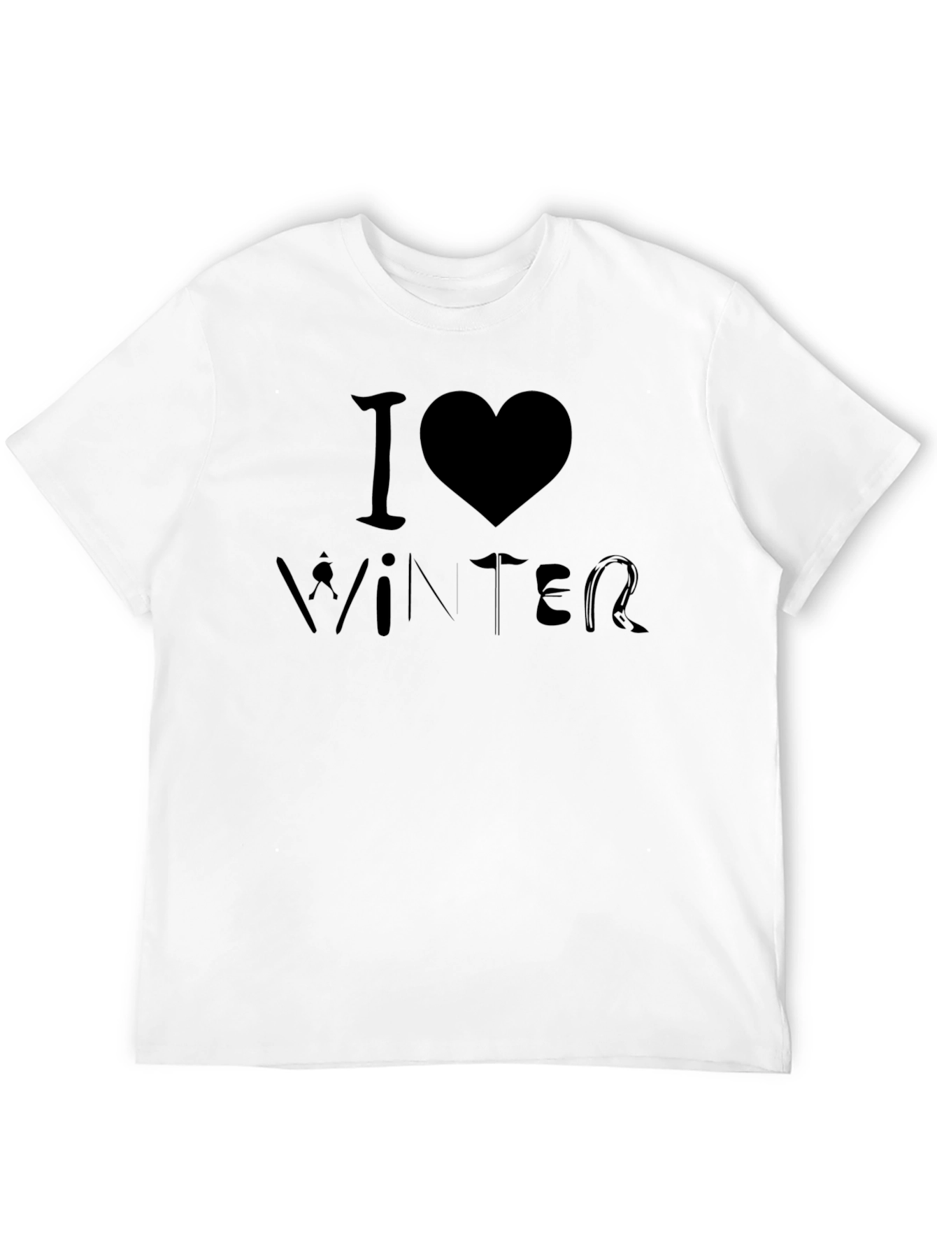 I Love Winter Black Graphic Tee Shirt