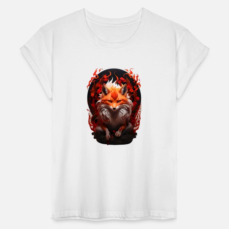 Nine tailed fox in glowing red fire