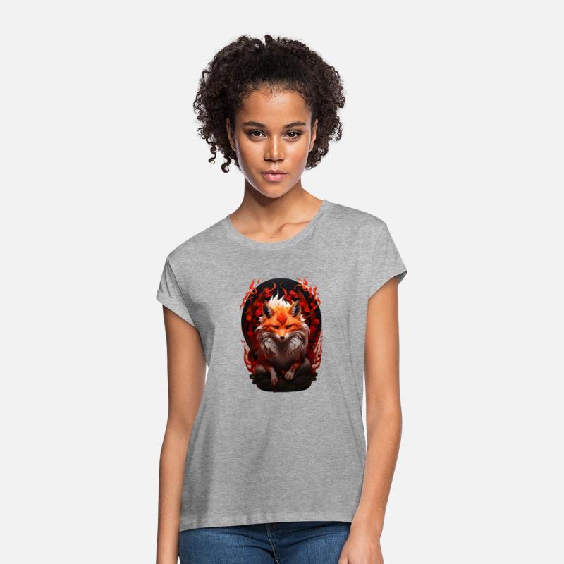 Nine tailed fox in glowing red fire