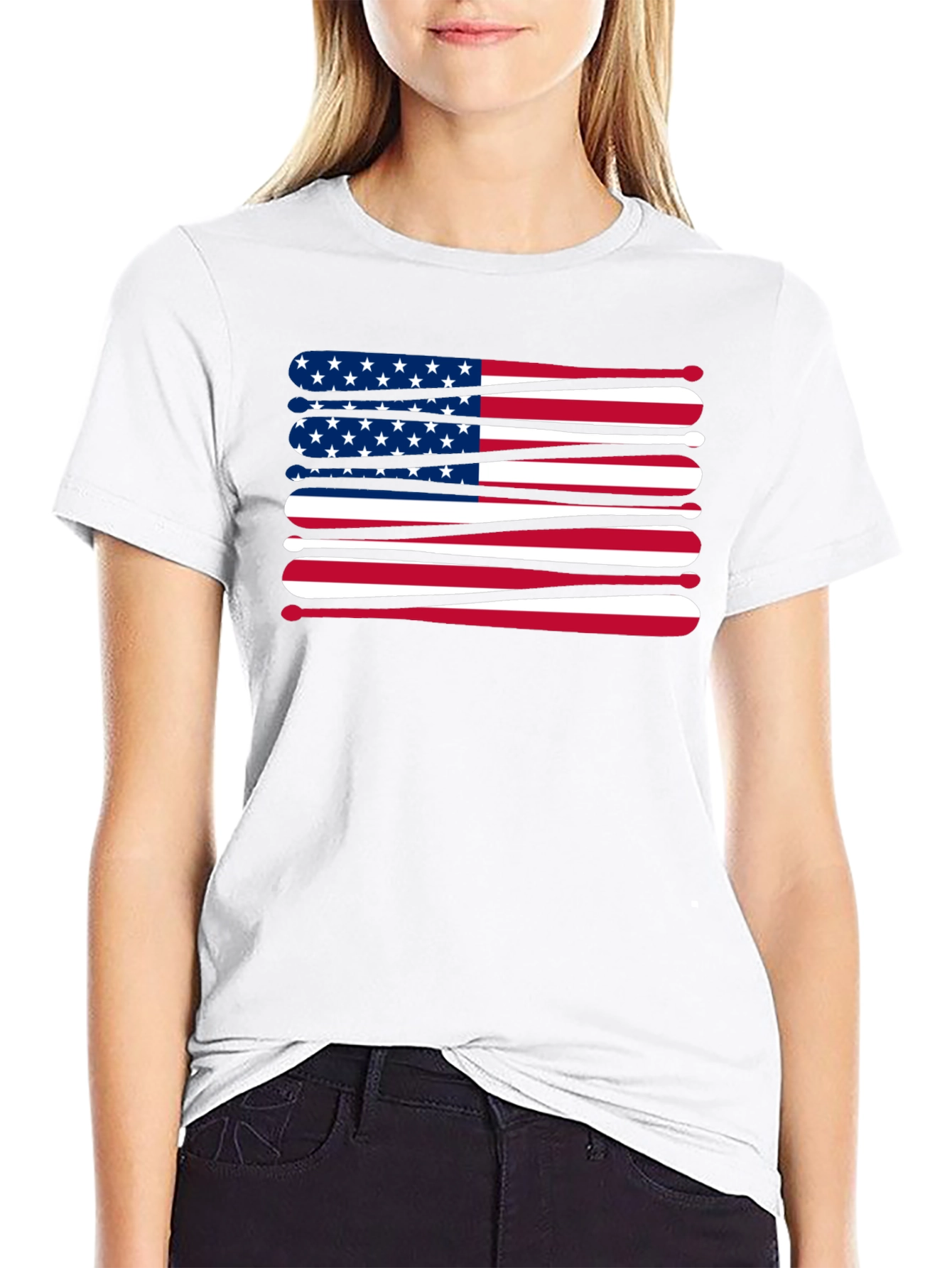 Patriotic Baseball Bats USA Flag Graphic T-Shirt
