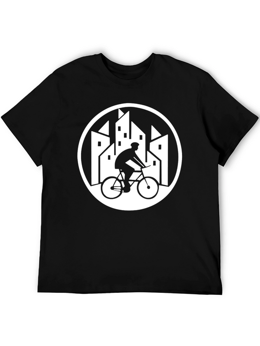 Urban Cyclist Graphic Tee - Black Cotton T-Shirt