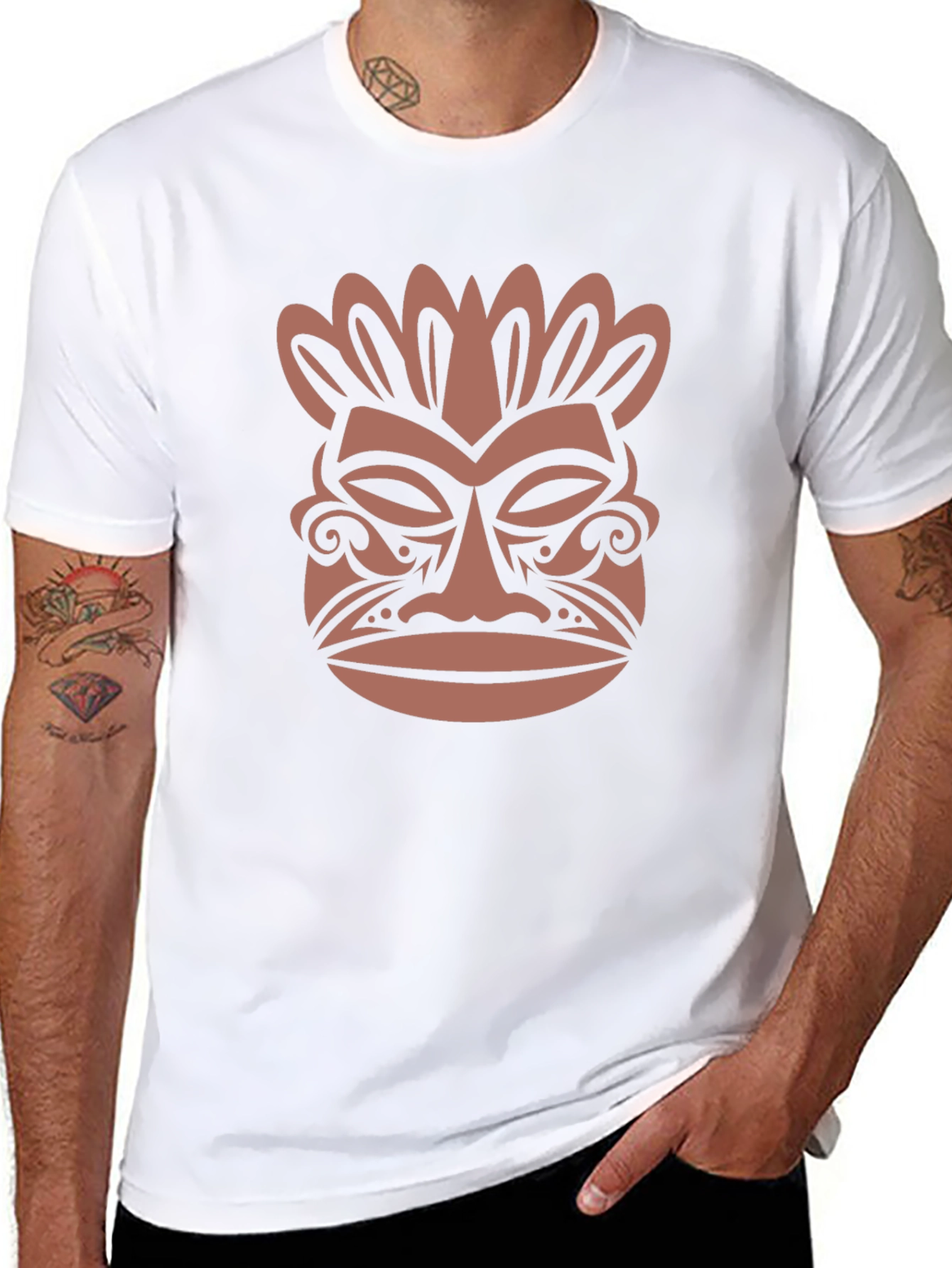 Tribal Mask Graphic Tee - Stylish & Unique Design