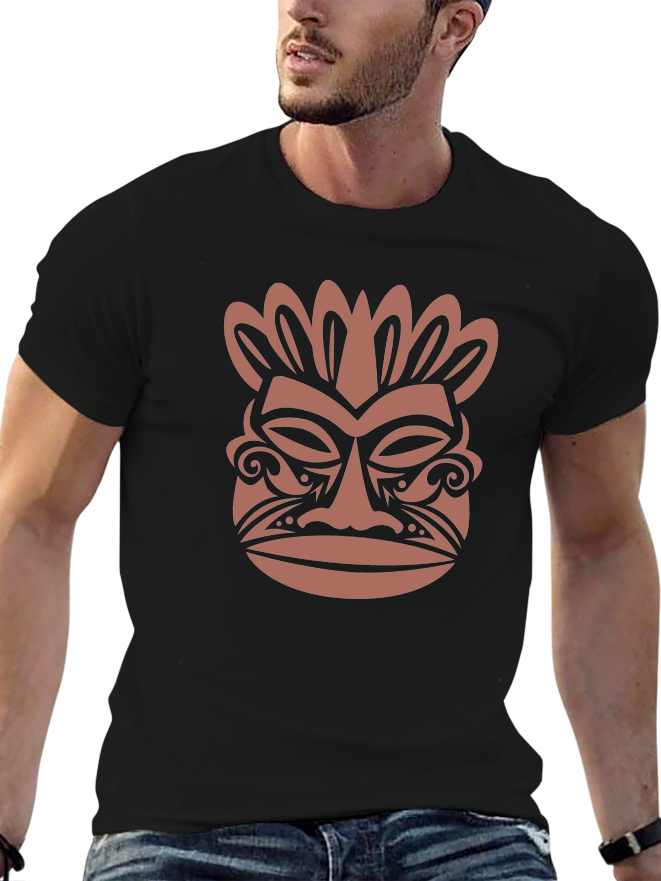Tribal Mask Graphic Tee - Stylish & Unique Design