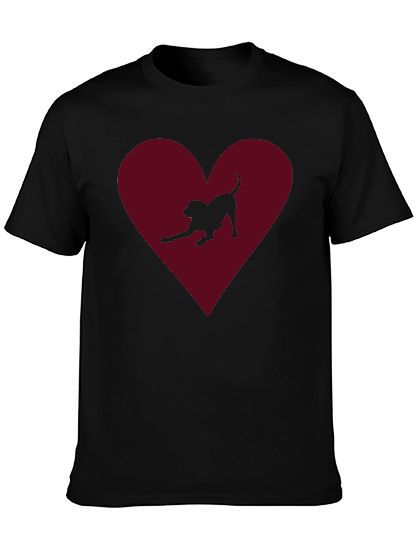 Dog Lover T-Shirt - Heart with Dog Silhouette